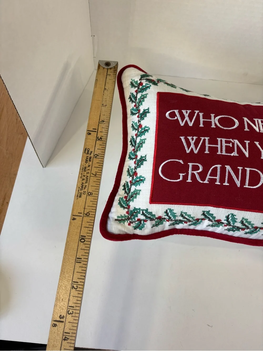 Southern Living Needlepoint Christmas Pillow NWT Grandparents Santa $59 New